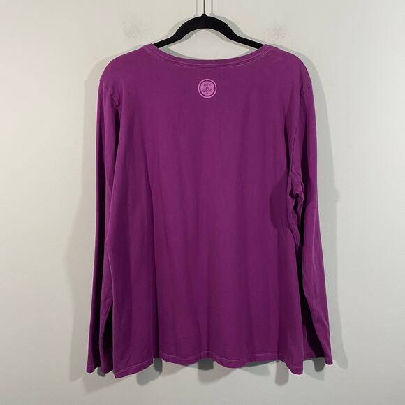 Life Is Good Women Purple V-neck "Love Machine" Sewing Machine L/S Tee Size XL - Picture 9 of 9